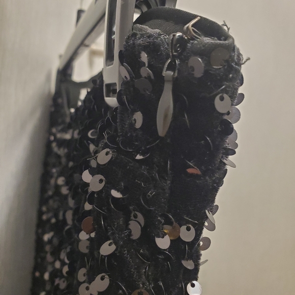 Faeriesty Black Sequin Wide Leg Pants Pull On Size M - Picture 4 of 9